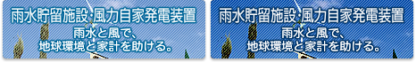 雨水貯留施設･風力自家発電装置『雨水と風で､地球環境と家計を助ける｡』